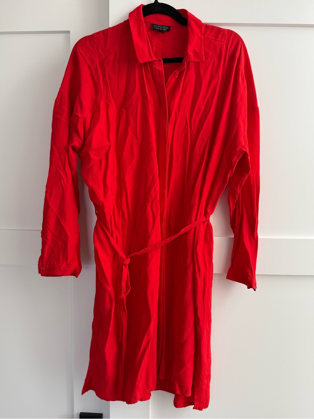 Topshop Red Long Sleeve Dress